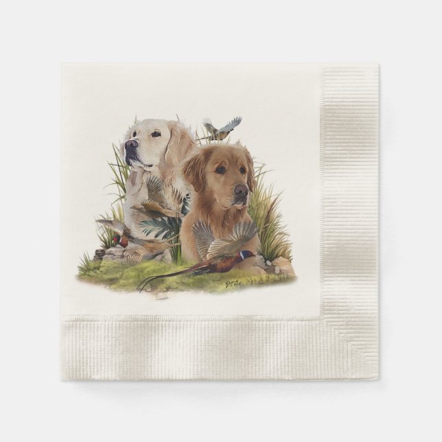 Servilleta De Papel Labrador recuperadores con faisán, arte (Anverso)