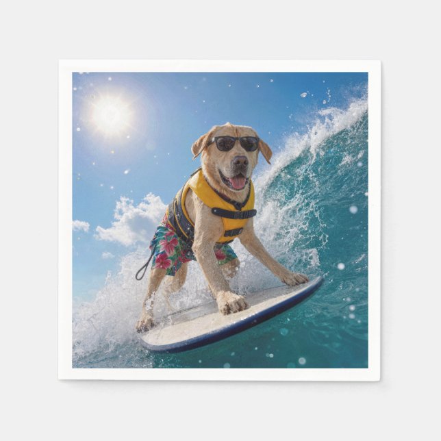 Servilleta De Papel Labrador Retriever surfista (Anverso)