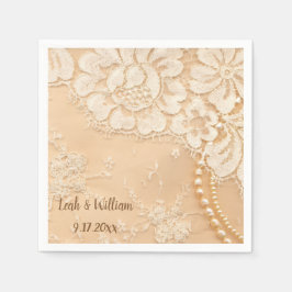 Servilleta De Papel Lace and Pearls ecru