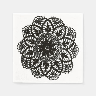 Servilleta De Papel Lace de color negro y blanco Doily Napkin
