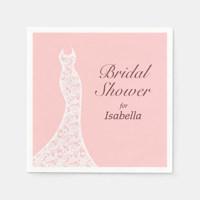 Servilleta De Papel Lacy Pink Bridal Shower Napkin (Anverso)