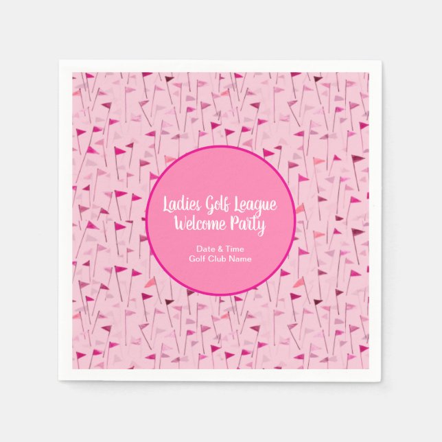Servilleta De Papel Ladies Pink Golf Flag Paper Napkins (Anverso)