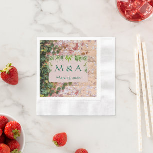 Servilleta De Papel Ladrillos pintados Green Ivy Boda Cocktail Napkins