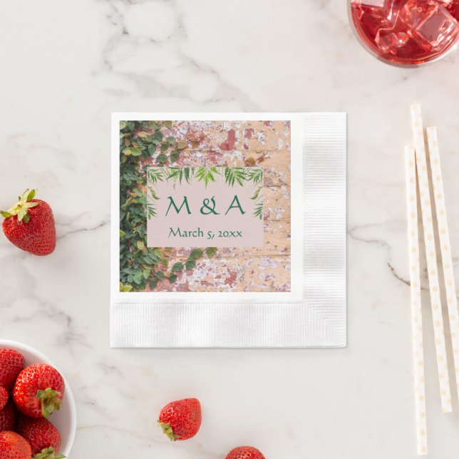 Servilleta De Papel Ladrillos pintados Green Ivy Boda Cocktail Napkins (In situ)