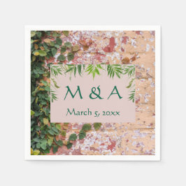 Servilleta De Papel Ladrillos pintados Green Ivy Boda Cocktail Napkins