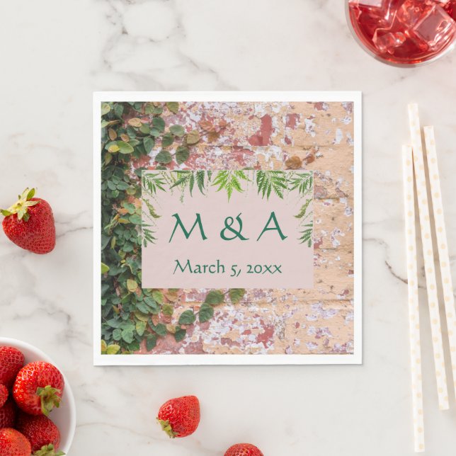 Servilleta De Papel Ladrillos pintados Green Ivy Boda Luncheon Napkins (In situ)