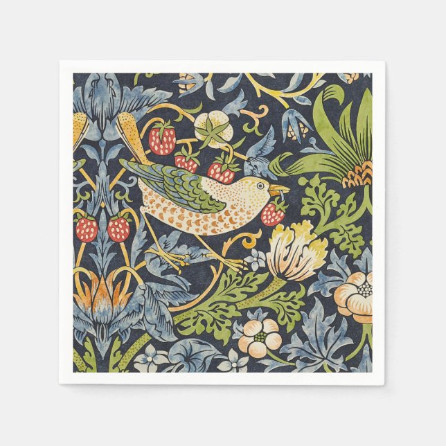 Servilleta De Papel Ladrón de Fresas Morris Azul Marino Arte Fino Vint (Anverso)