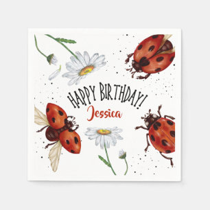 Servilleta De Papel Lady Bug Birthday Garden Fiesta