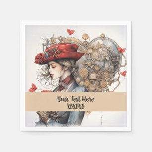Servilleta De Papel Lady en una acuarela de San Valentín rojo