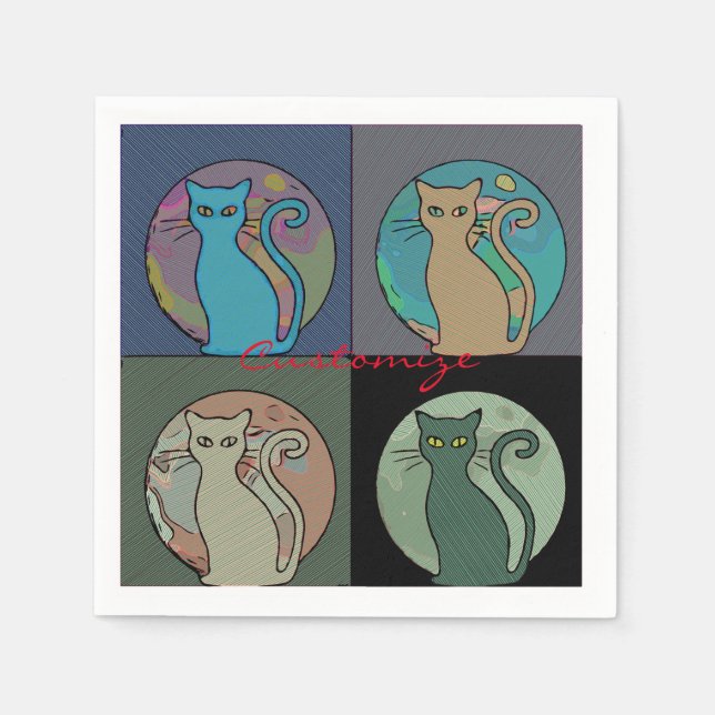 Servilleta De Papel Lady Gato Multi Gatos Sentando Thunder_Cove (Anverso)