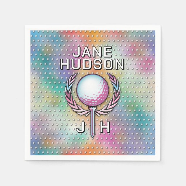 Servilleta De Papel Lady Golfer Personalizado Monograma Diseño (Anverso)