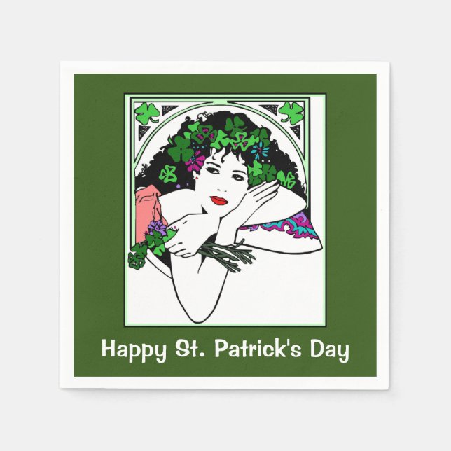 Servilleta De Papel Lady On St. Patricks Day Napkins (Anverso)