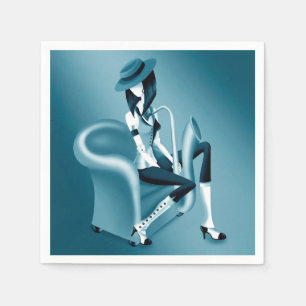 Servilleta De Papel Lady Saxophonist - Fiestas inspiradas en el jazz