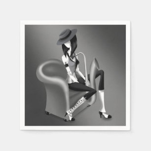 Servilleta De Papel Lady Saxophonist - Fiestas inspiradas en el jazz