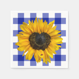 Servilleta De Papel Ladybug del girasol del corazón en la cesta de búf