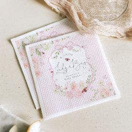 Servilleta De Papel LadyBug Floral Pink Bow Baby Shower Napkins