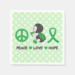 Servilleta De Papel Ladybug Peace Love Hope Green Awaration Ribbon