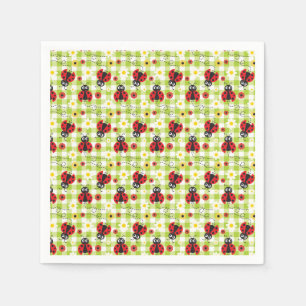 Servilleta De Papel Ladybug Picnic Red Green Gingham Summer