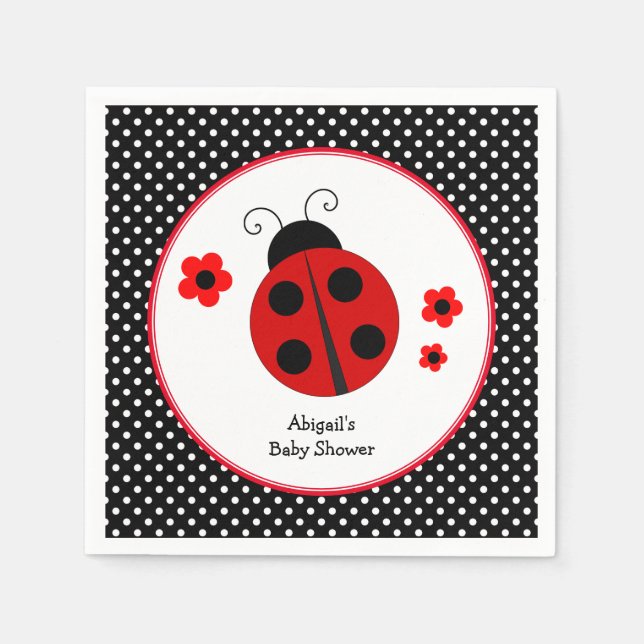 Servilleta De Papel Ladybug Polka Dot Baby Shower (Anverso)