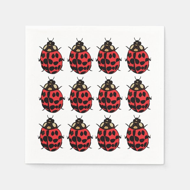 Servilleta De Papel Ladybug Red Black Insect Ladybug Fiesta (Anverso)