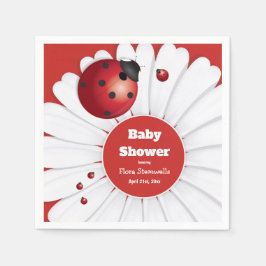 Servilleta De Papel Ladybug Red White Black Baby Shower Paper Napkin