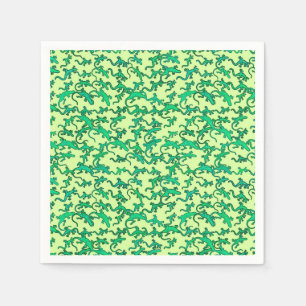 Servilleta De Papel lagartos verdes sobre un fondo verde limón