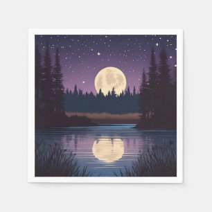 Servilleta De Papel Lago Moonlit Nocturno