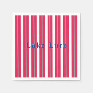 Servilleta De Papel Lago personalizado o raya blanca roja de playa 