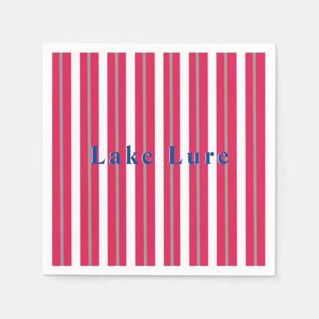 Servilleta De Papel Lago personalizado o raya blanca roja de playa  (Anverso)