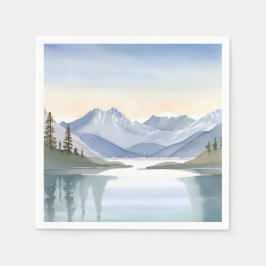 Servilleta De Papel Lago Tahoe | Paisaje montañoso de acuarela
