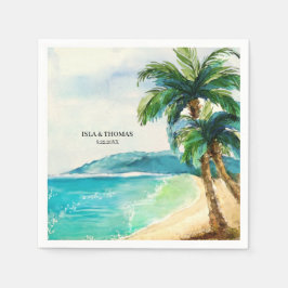 Servilleta De Papel Laguna Tropical Beach | Boda Paraíso de Árboles de