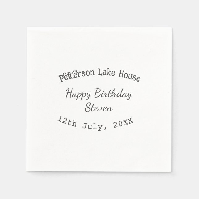Servilleta De Papel Lake house beach happy birthday add name date year (Anverso)