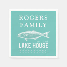 Servilleta De Papel Lake House Family Name Turquoise Blue Paper