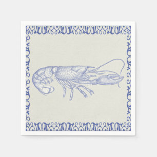 Servilleta De Papel Langosta azul de la vida de la playa en la crema