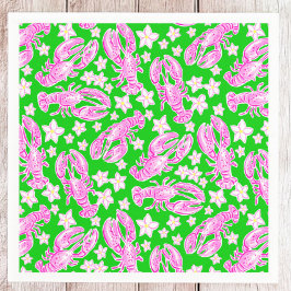 Servilleta De Papel Langosta Preppy Flor Patrón Rosa Verde