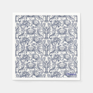 Servilleta De Papel Langosta Toile Azul Marino - Cruzada de la Abuela