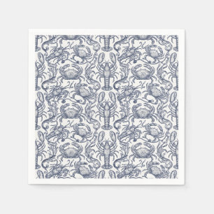 Servilleta De Papel Langosta Toile Azul Marino - Cruzada de la Abuela