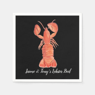 Servilleta De Papel Langostino de mariscos de acuarela a mano