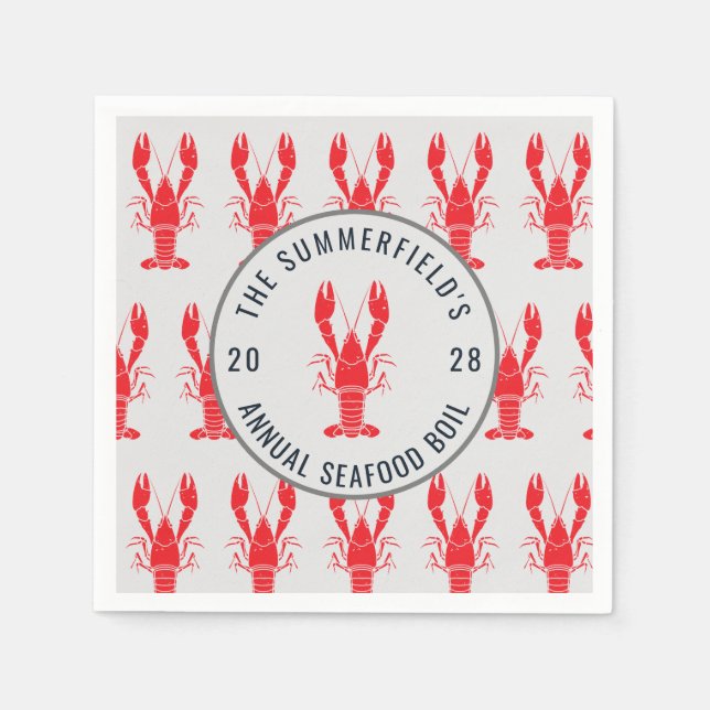 Servilleta De Papel Langostinos Fiesta de Mariscos Hervidos de Verano  (Anverso)