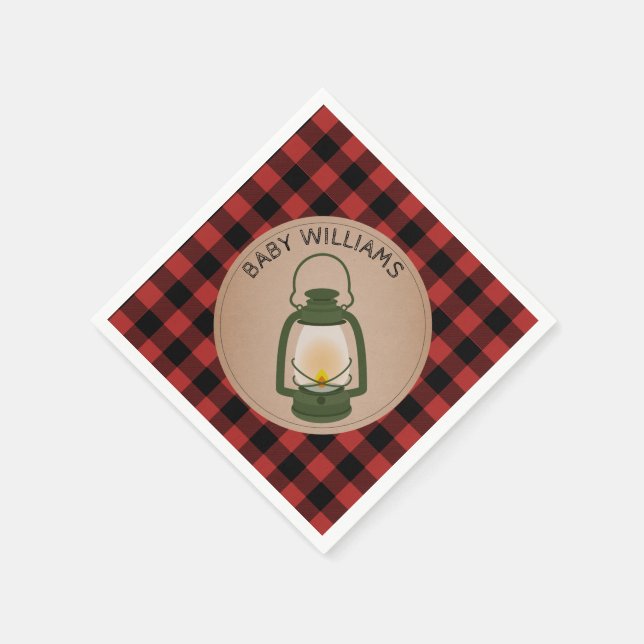 Servilleta De Papel Lantern Lumberjack Plaid Baby Shower Napkins (Borde)