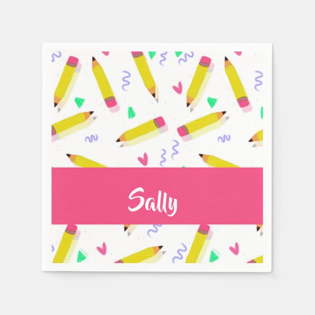 Servilleta De Papel Lápices amarillos y raspones en blanco (Anverso)