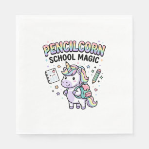 Servilleta De Papel Lápiz de Unicornio Escuela Mágica Encantadora Merc