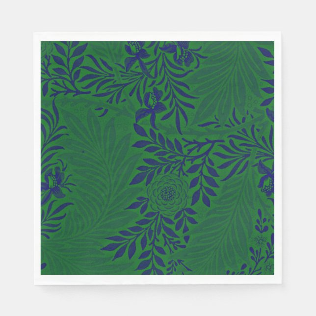 Servilleta De Papel Larkspur en verde vibrante y azul (Anverso)