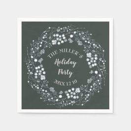 Servilleta De Papel Las bayas blancas de invierno coronaban en verde t