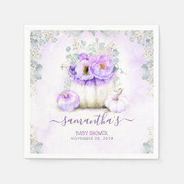 Servilleta De Papel Las calabazas moradas florales caen en Baby Shower