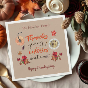Servilleta De Papel Las calorías de Acción de Gracias no cuentan servi