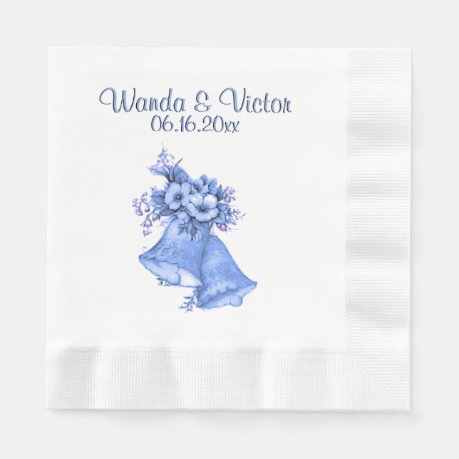 Servilleta De Papel Las campanas Bodas azules personalizadas (Anverso)