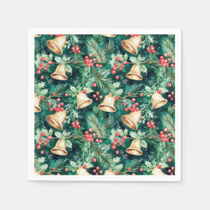 Servilleta De Papel Las campanas festivas y Holly de los navidades