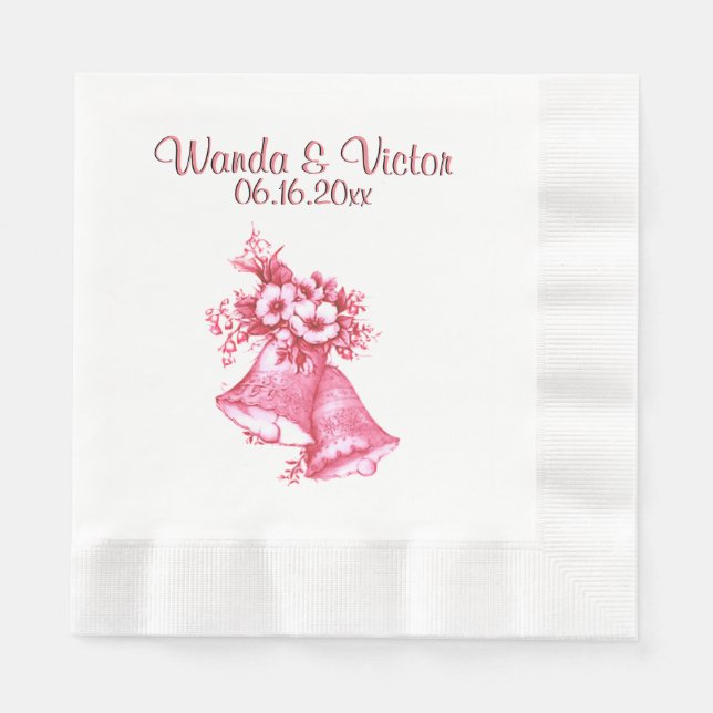 Servilleta De Papel Las campanas rosadas Bodas personalizadas (Anverso)