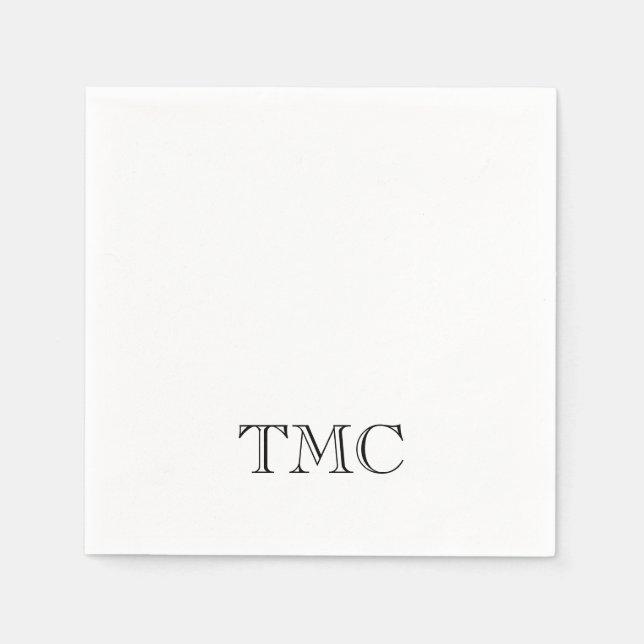 Servilleta De Papel Las clásicas iniciativas del Monograma Blanco Negr (Anverso)